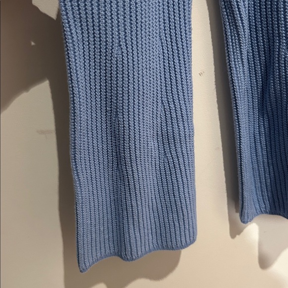 Blue Open Shoulers Ribbed Top - Picture 3 of 5